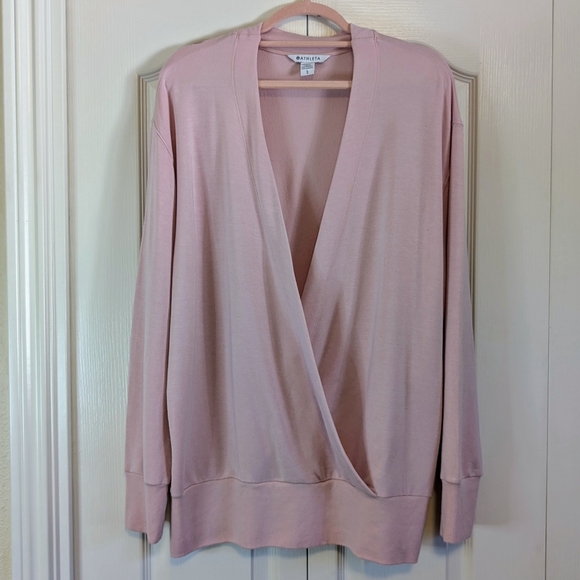 Athleta Purana V-Neck Wrap Sweatshirt | Pink | EUC | LG - Picture 4 of 8